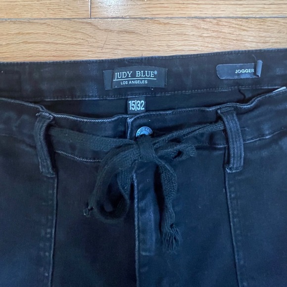 Judy Blue Jogger Denim Pants Drawstring Waist Casual Comfy Black Size 15/32 - Picture 3 of 6